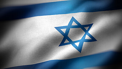 Was ist Antisemitismus? - Eine Zeitreise Die israelische Flagge, wie sie im Wind Falten wirft.